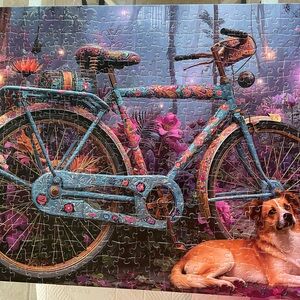 Colorful Bicycle Puzzle with Floral Design with letters on back